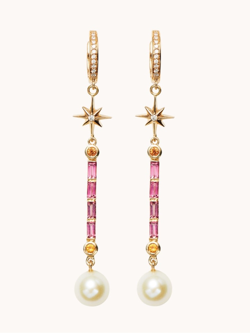 PEARL WAND EARRINGS PINK TOURMALINE
